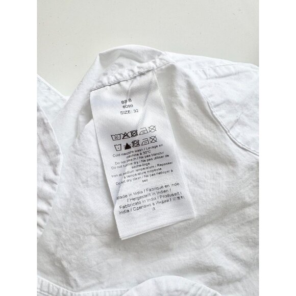 GANNI White Cotton Poplin V-Neck Frill Collar Button Up Shirt Blouse, Size 32/0 - Picture 14 of 16